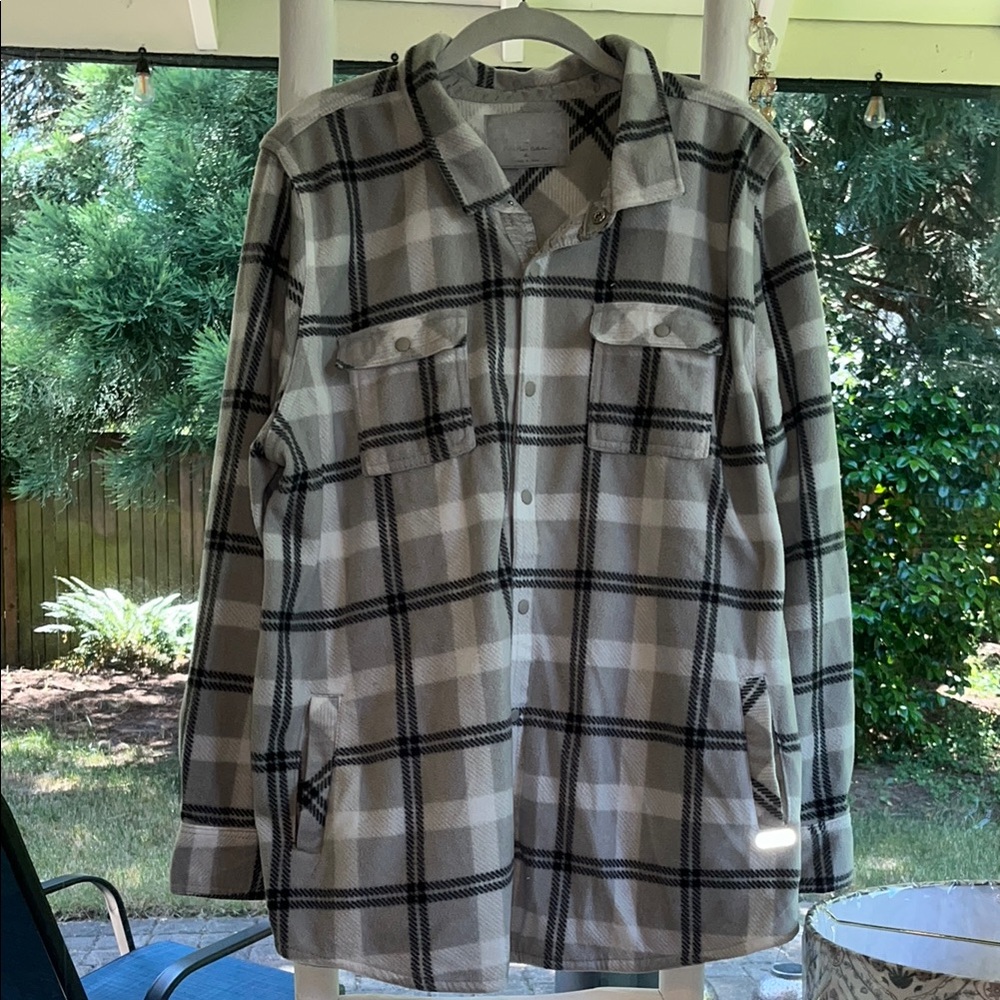 Roxy Black and Gray Plaid Shirt Jacket